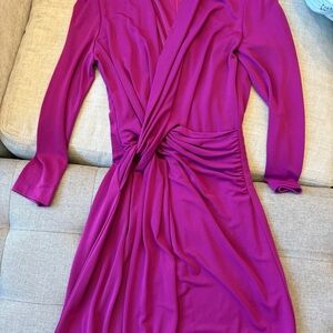 Cache Fuchsia Long Sleeve Dress